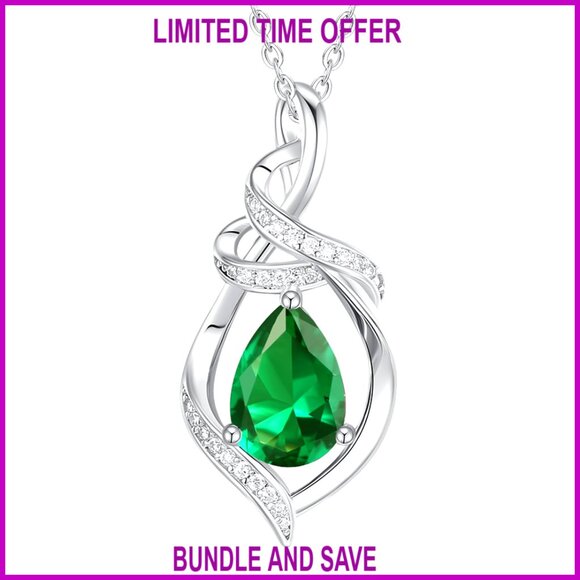 Sterling Silver Teardrop Gemstone Necklace Adjustable Chain 18 Inches